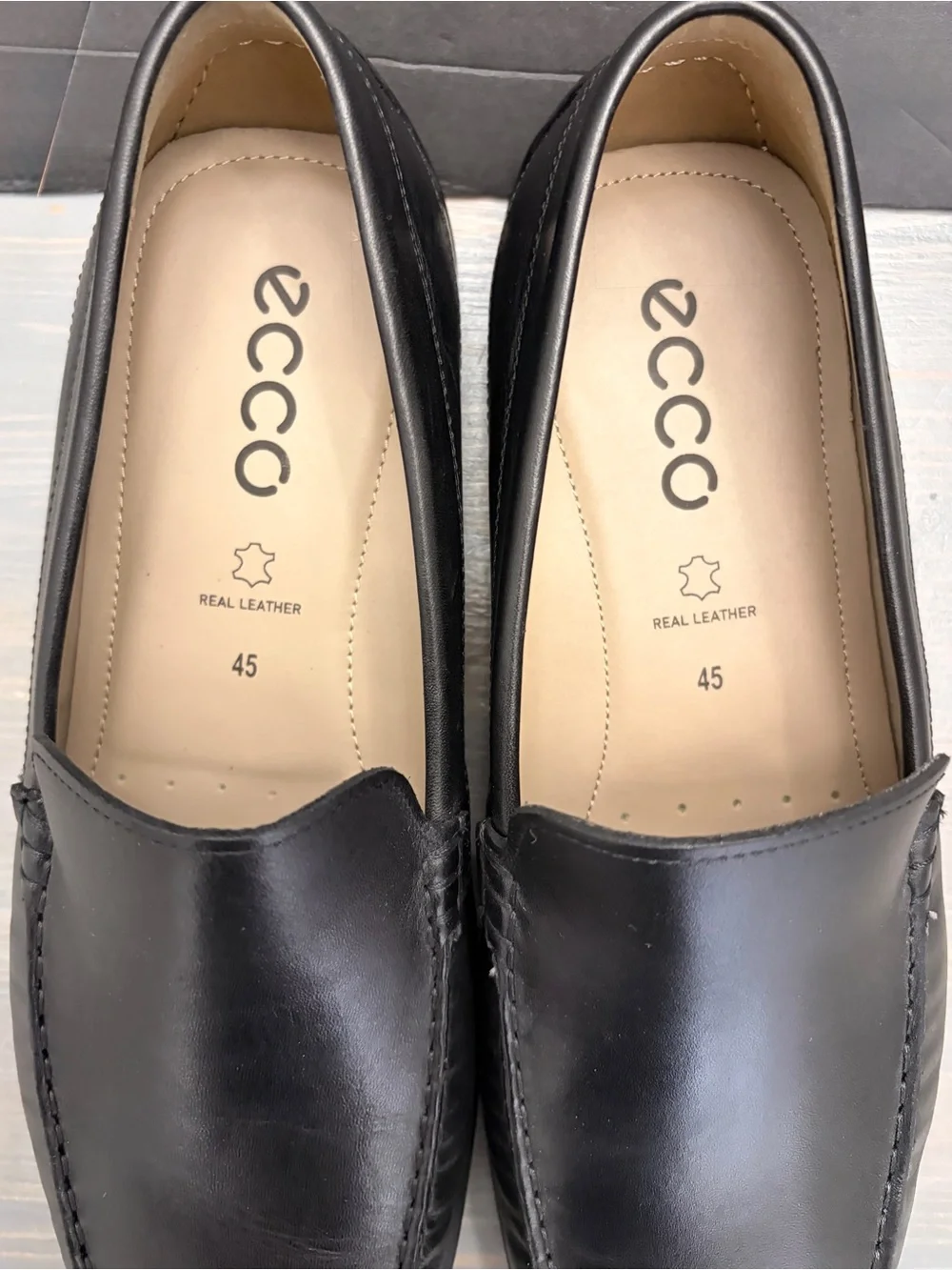 ECCO Men’s EU 45 US 11-11.5 Black Real Leather Casual Dress Shoes